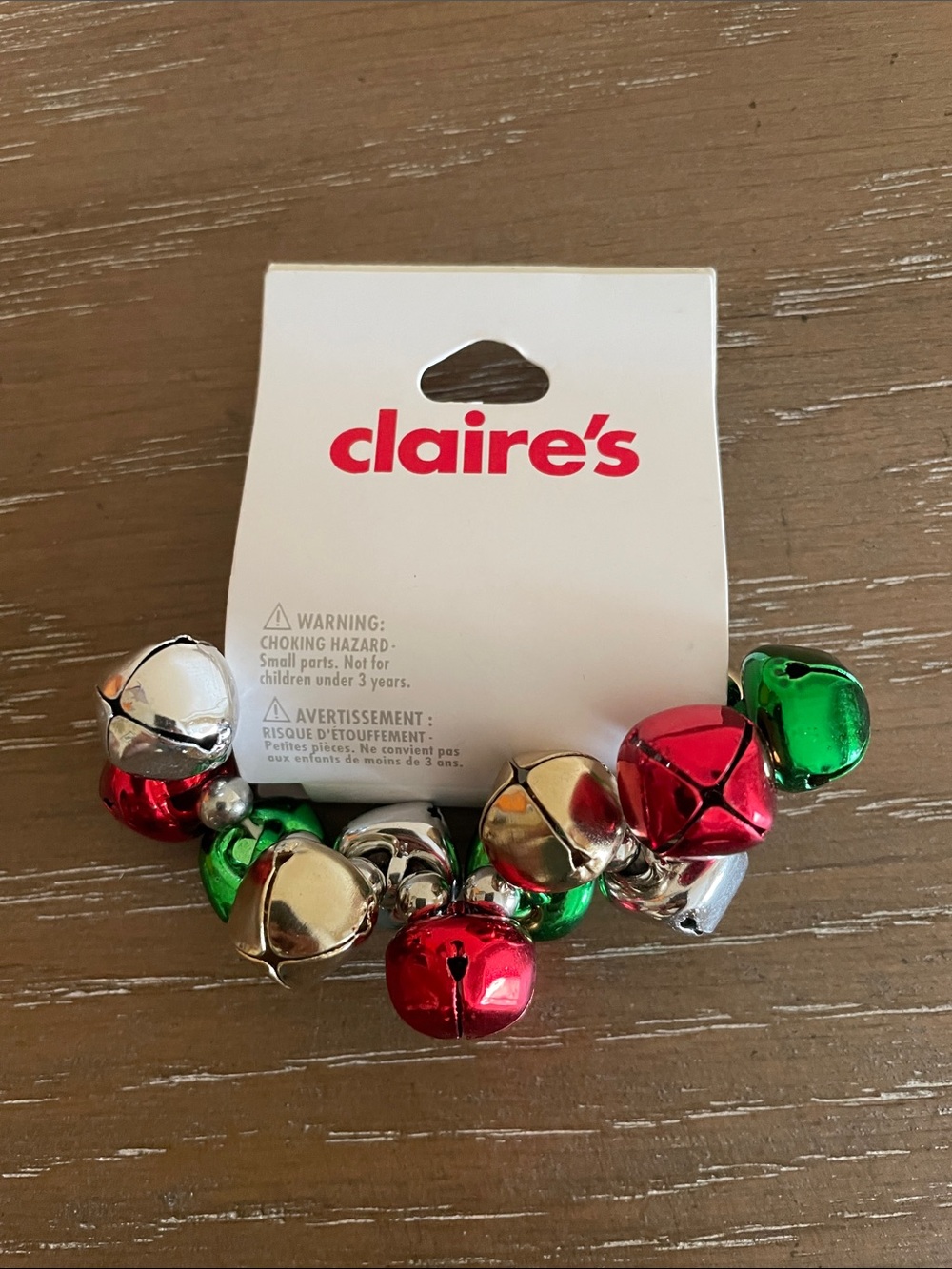 💖 Pick three $15 - Claire's Metallic Jingle Bell Bracelet in Red, Green & Silver